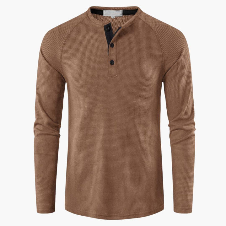 Herren-Henley-Langarm-T-Shirt