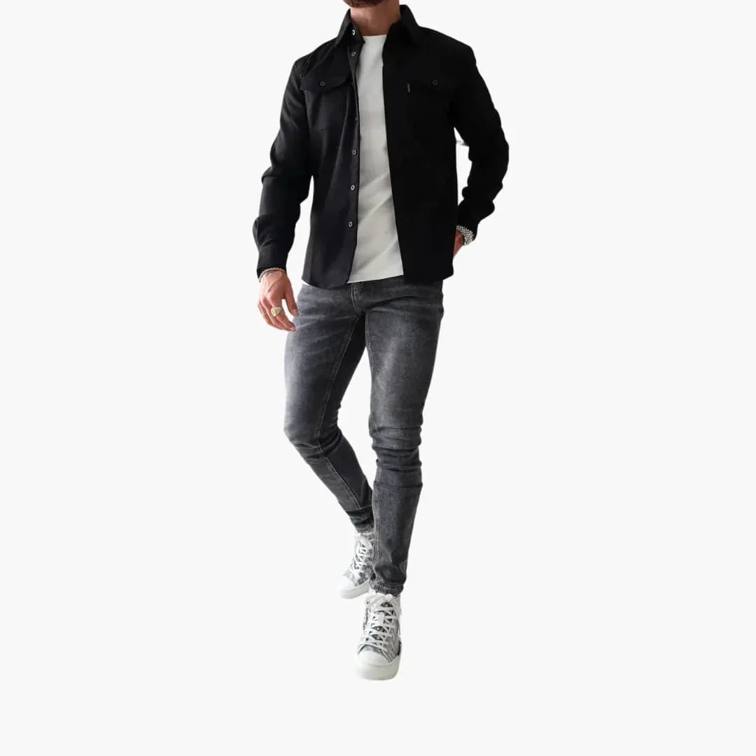Minimalistisches Button Front Hemdjacke für Herren