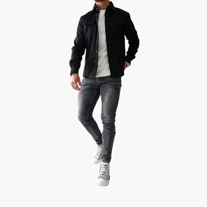 Minimalistisches Button Front Hemdjacke für Herren