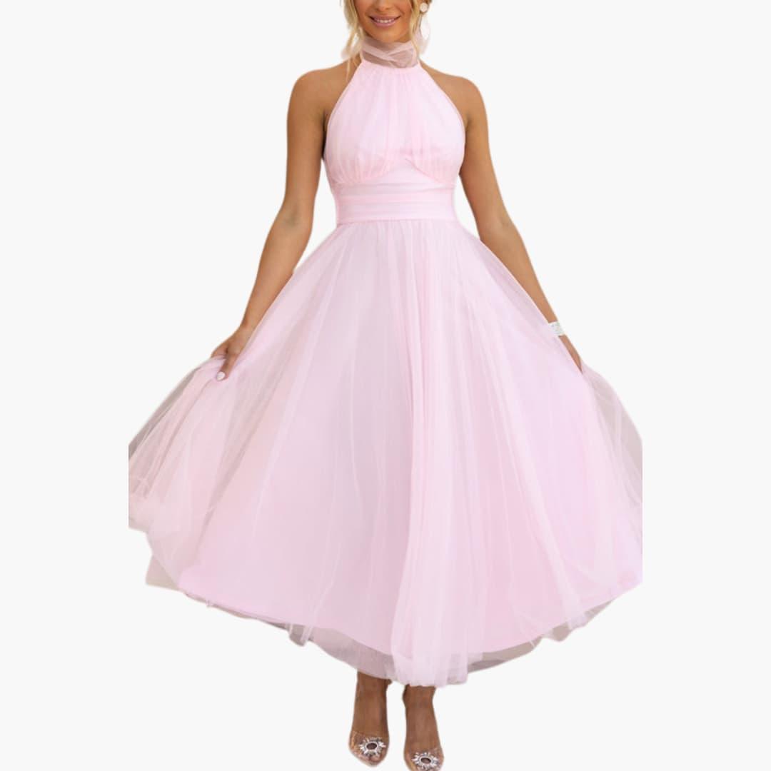 Damen Tüllkleid mit Neckholder – Elegantes Festkleid