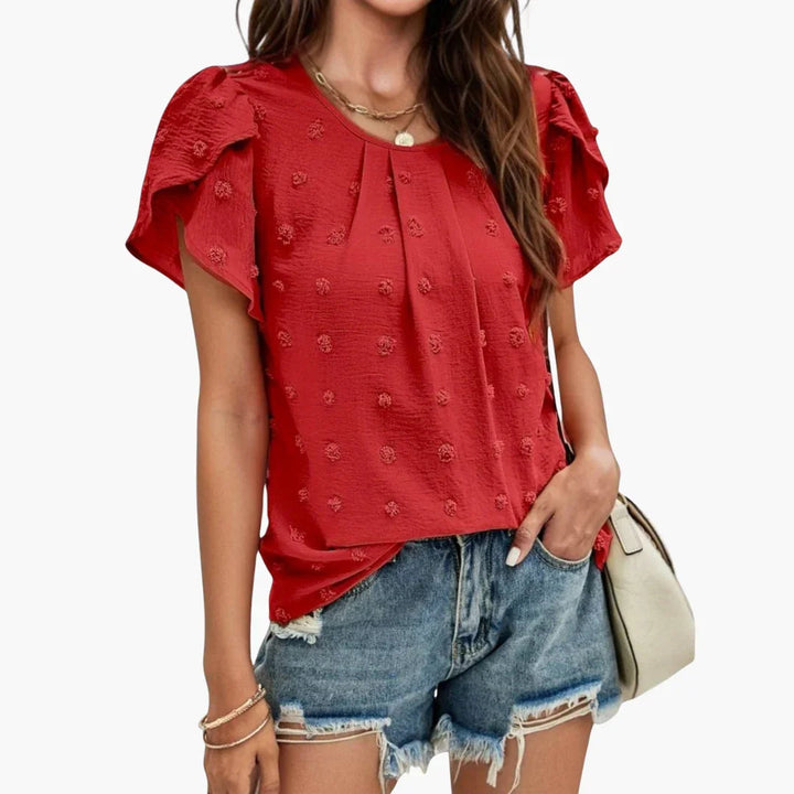 Swiss Dot Bluse mit Blumenärmeln für Damen
