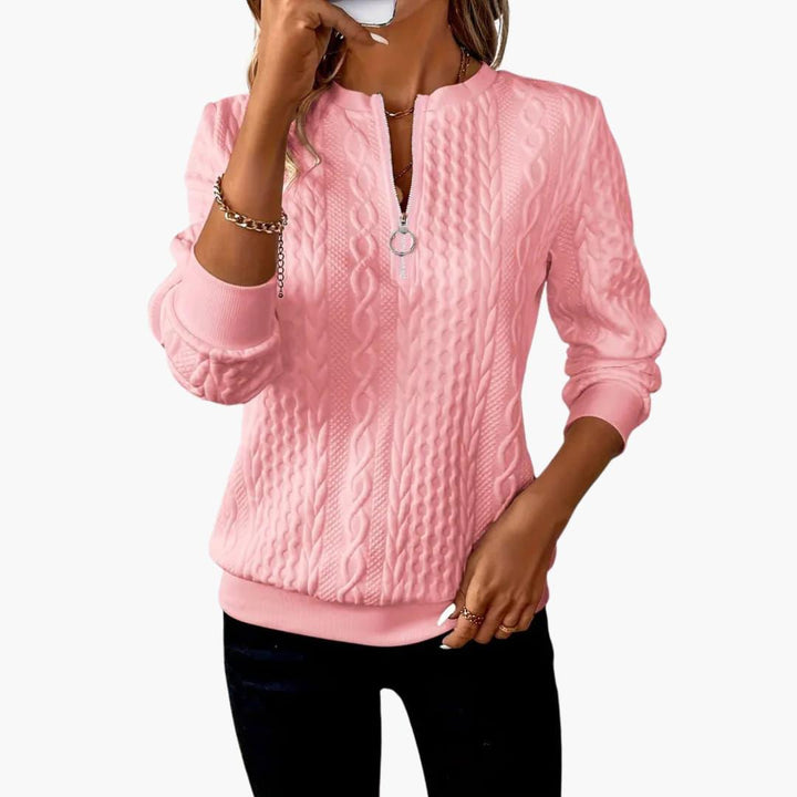 Strickpullover für Damen – Moderner Pullover mit Reißverschluss