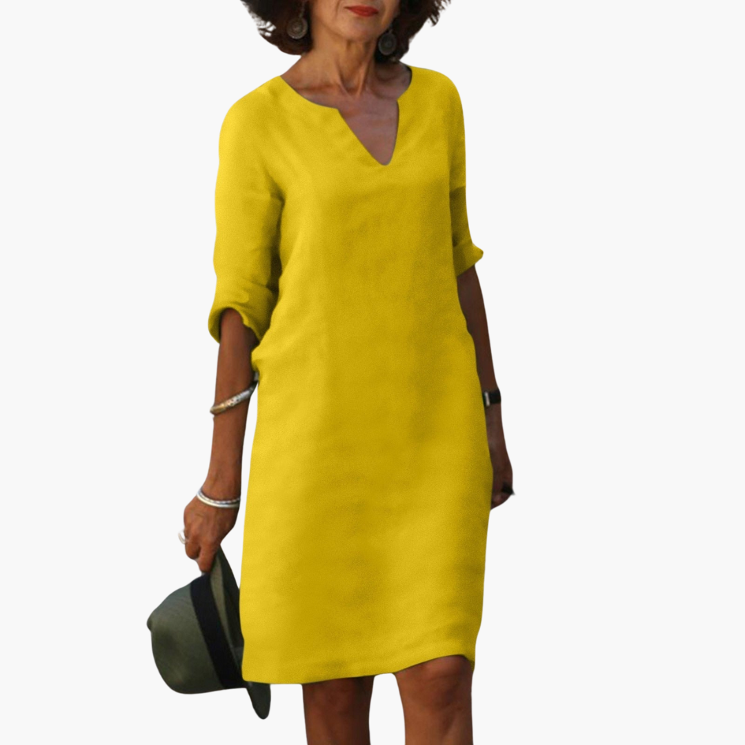 Luftiges Sommerkleid mit V-Ausschnitt und 3/4-Ärmeln für Damen