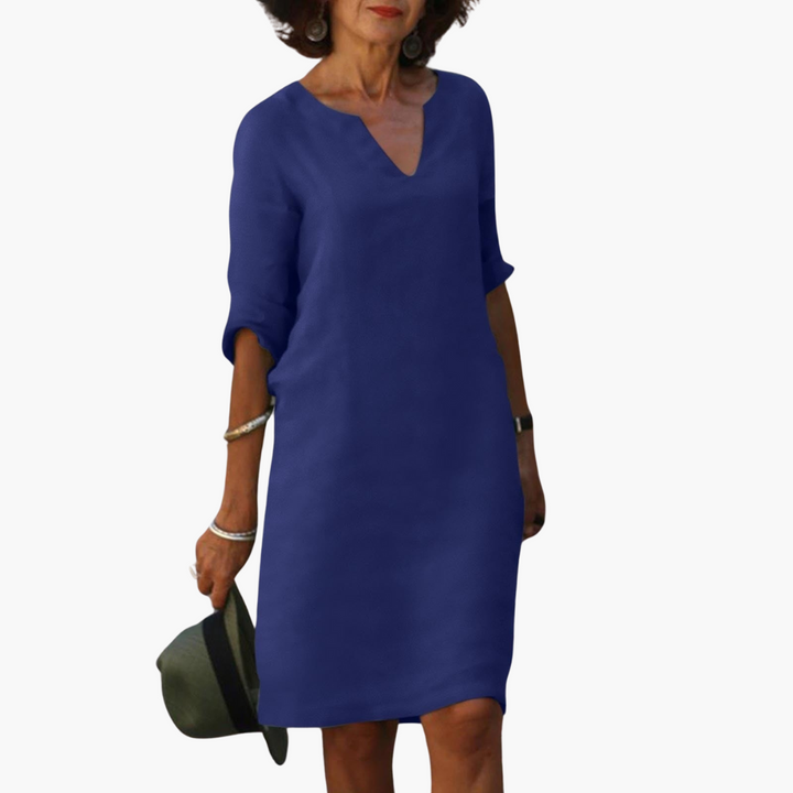 Luftiges Sommerkleid mit V-Ausschnitt und 3/4-Ärmeln für Damen