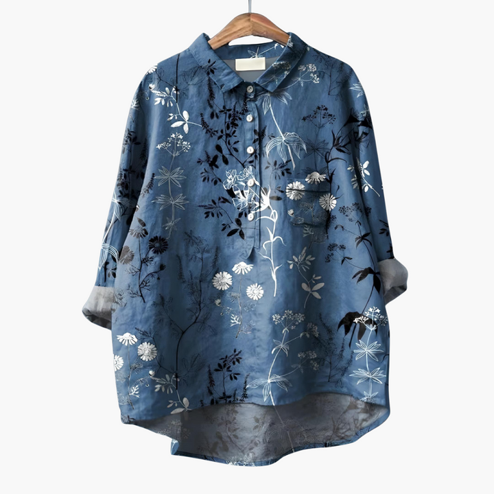Langärmelige Sommerbluse mit Blumendruck für Damen