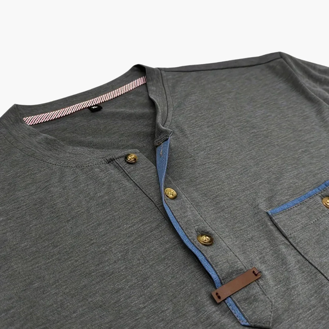 Henley T-Shirt mit Ziernähten für Herren
