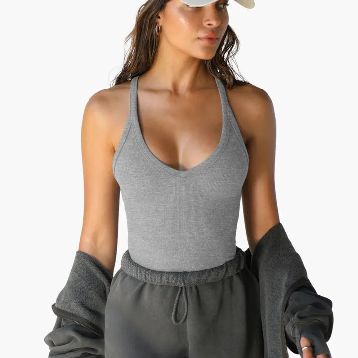 Figurbetontes V-Ausschnitt Crop Top für Damen