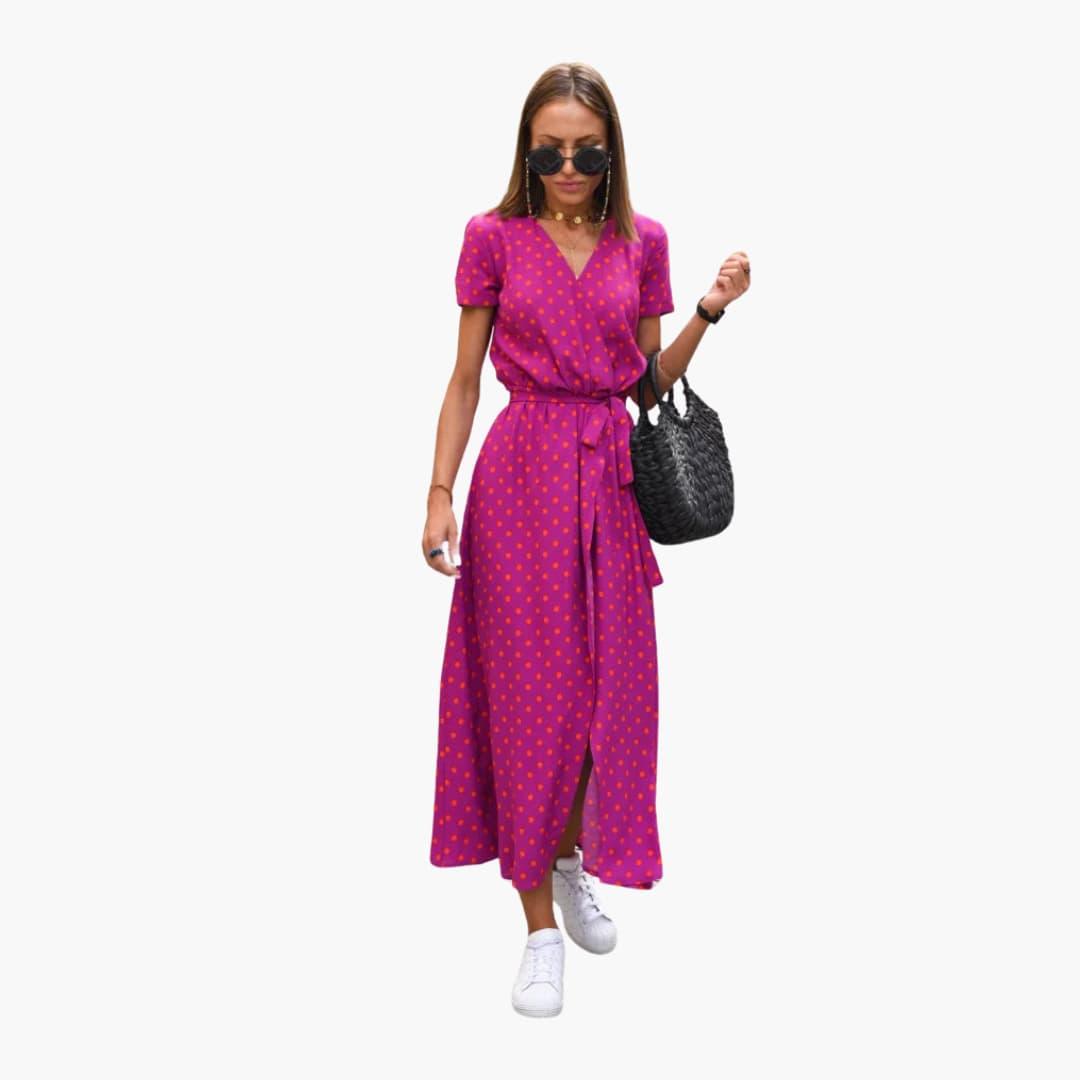 Blumen Wrap-Kleid Damen – Sommerkleid mit Taillengürtel