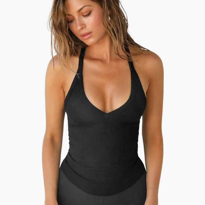 Figurbetontes V-Ausschnitt Crop Top für Damen