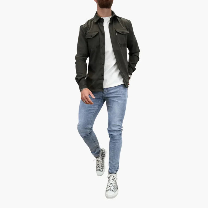 Minimalistisches Button Front Hemdjacke für Herren