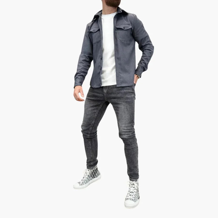 Minimalistisches Button Front Hemdjacke für Herren