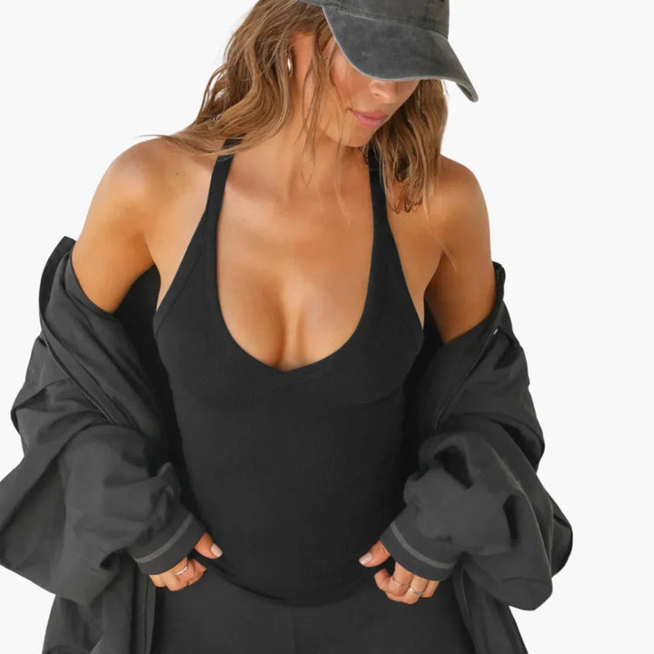 Figurbetontes V-Ausschnitt Crop Top für Damen