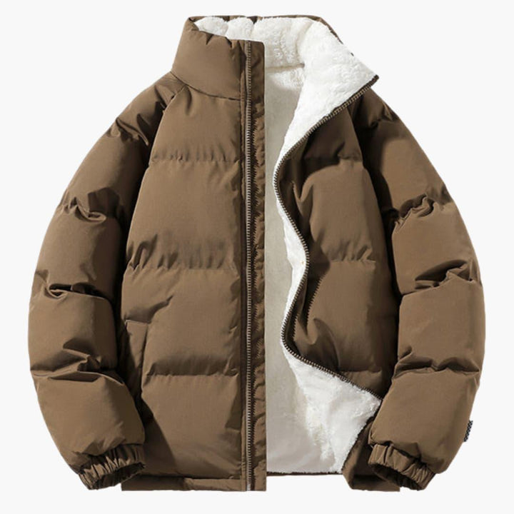 Warme Damen-Pufferjacke mit Fleece-Innenfutter und Kapuze
