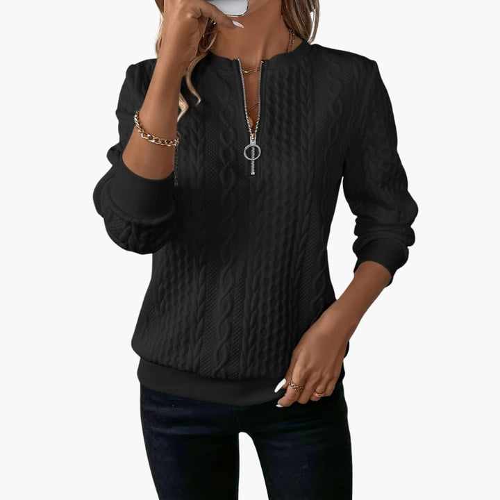 Strickpullover für Damen – Moderner Pullover mit Reißverschluss