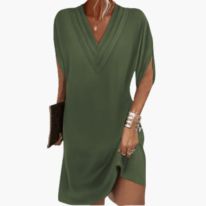 Damen V-Ausschnitt Oversized Kleid – Lockeres Sommerkleid