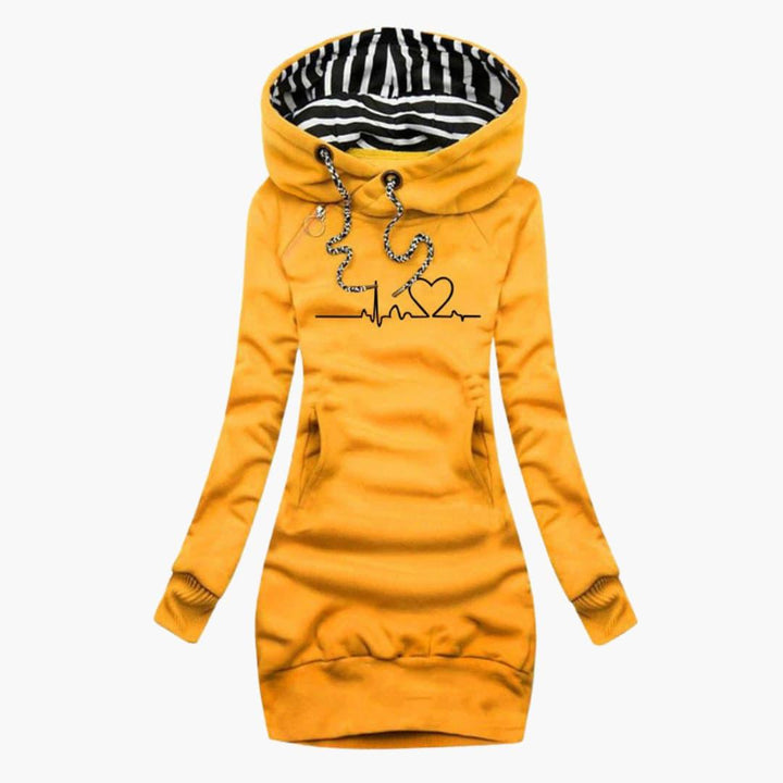 Gemütliches Pulloverkleid – für Frauen mit Herzschlag-Print