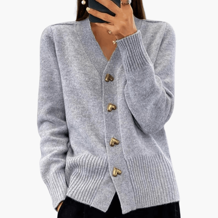 Strickjacke für Frauen – Eleganter Cardigan mit Herzknöpfen