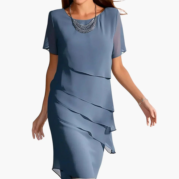 Kurzarm Midi Kleid für Damen