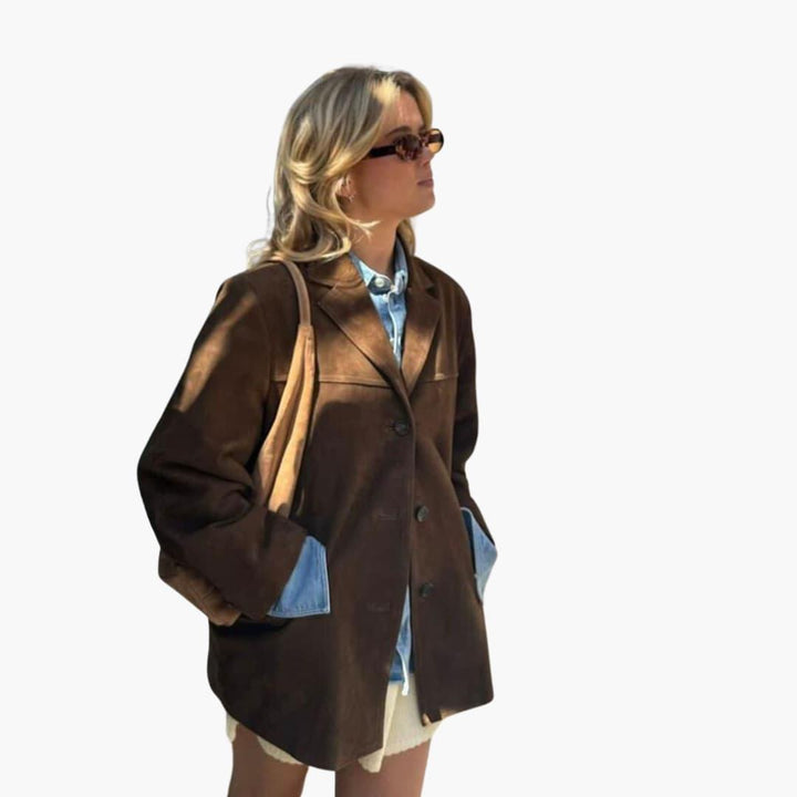 Trendige Damen-Wildlederjacke mit Knopfleiste – Stilvoll & Bequem