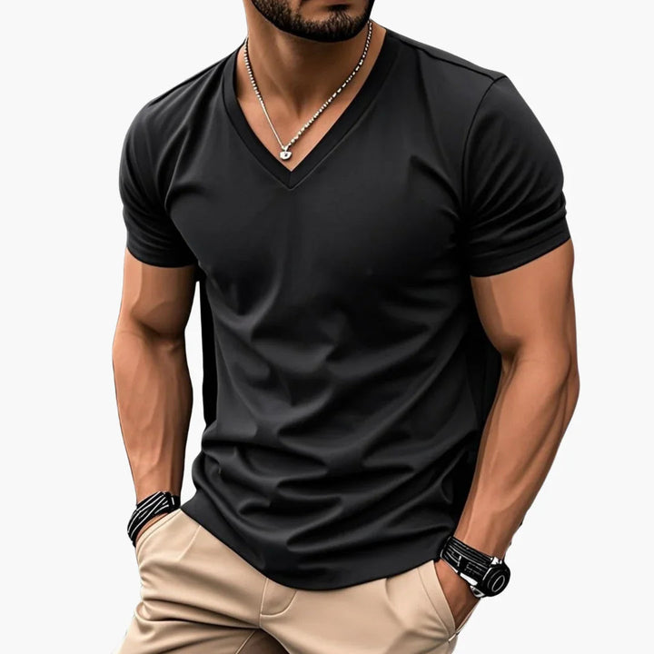 Glattes V-Ausschnitt T-Shirt für Herren