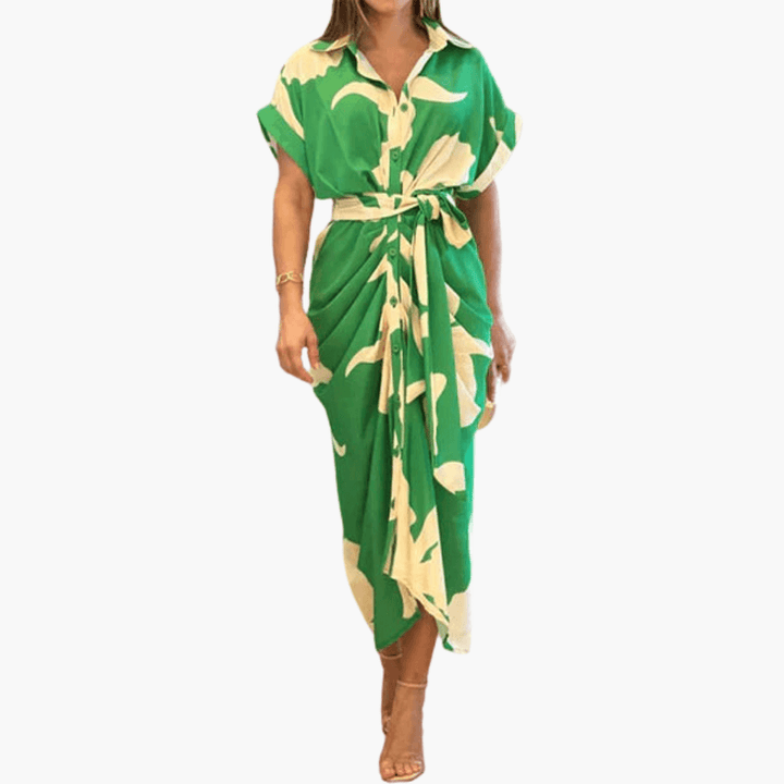 Hemdblusenkleid Damen – Gürtel, Blumenmuster, Sommer