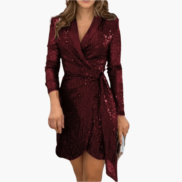 Pailletten-Wickelkleid für Damen – festlich & elegant
