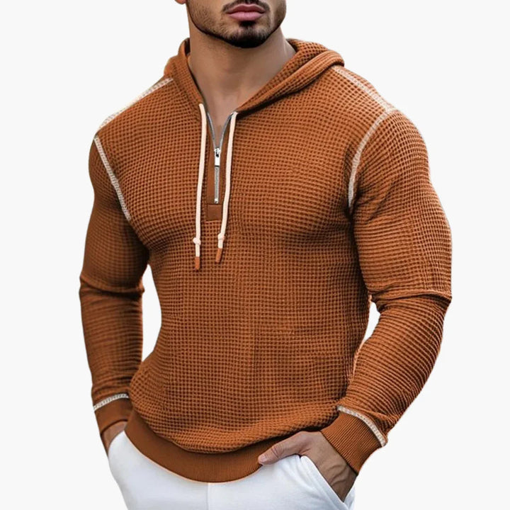 Gestreifte Waffelstruktur Kapuzenpullover für Herren