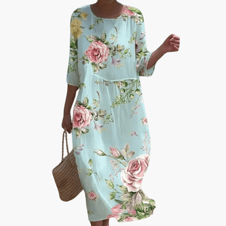 Geblümtes V-Ausschnitt Sommerkleid für Damen