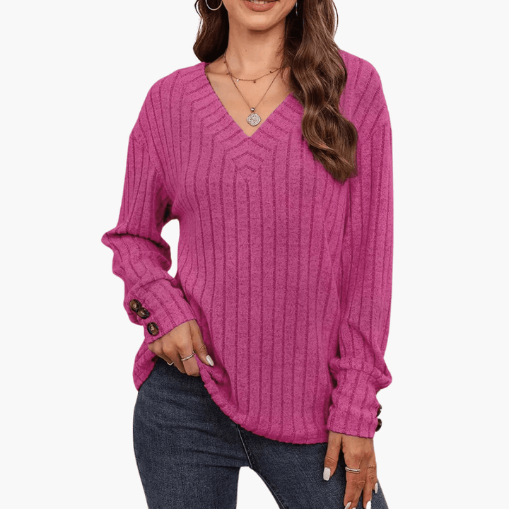 V-Ausschnitt Winterpullover für Frauen – Bequemer & Eleganter Pullover