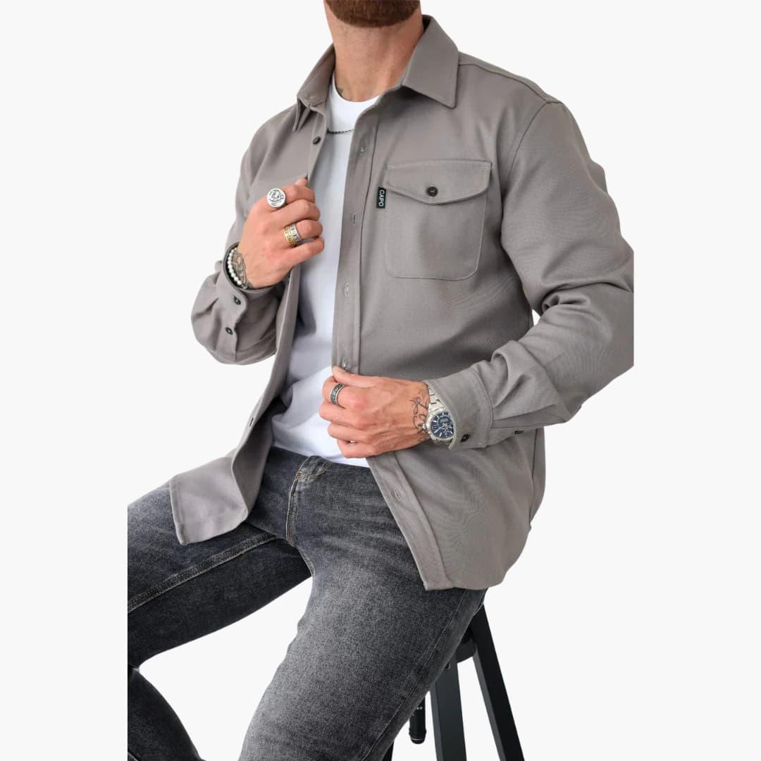 Minimalistisches Button Front Hemdjacke für Herren