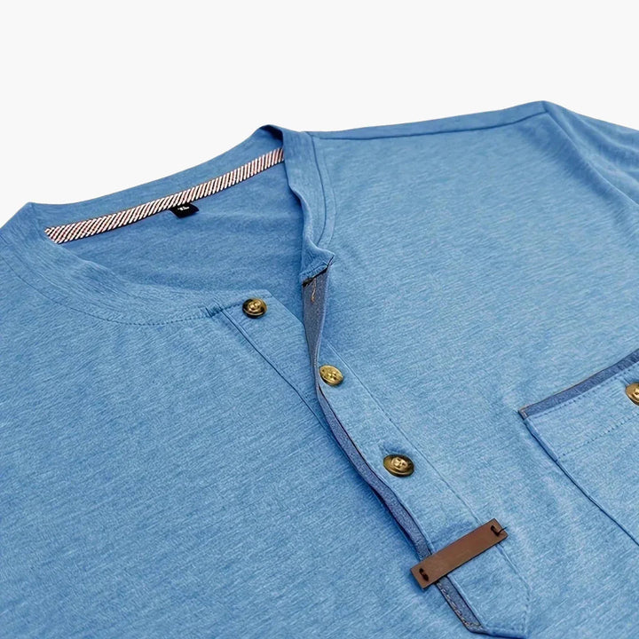 Henley T-Shirt mit Ziernähten für Herren