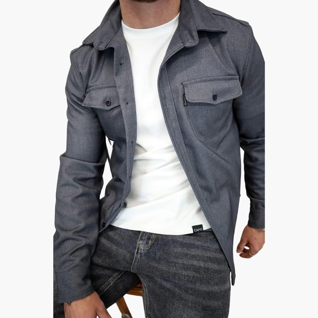 Minimalistisches Button Front Hemdjacke für Herren