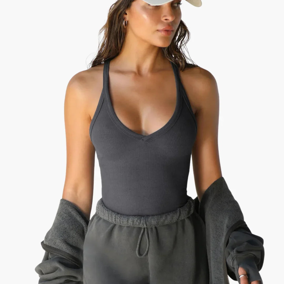 Figurbetontes V-Ausschnitt Crop Top für Damen