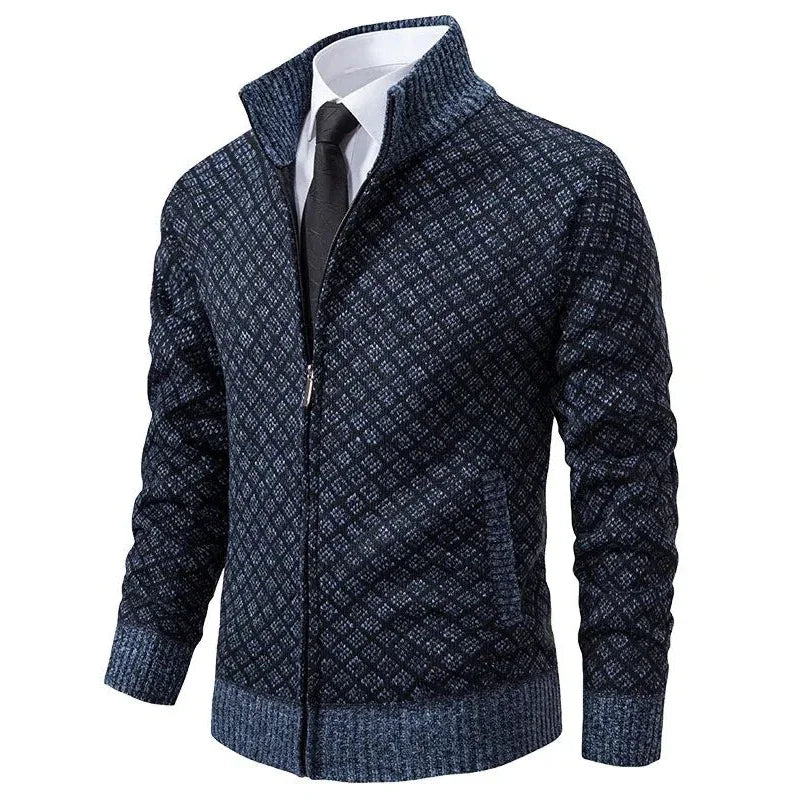 Gerippte Strickjacke mit Reißverschluss für Herren