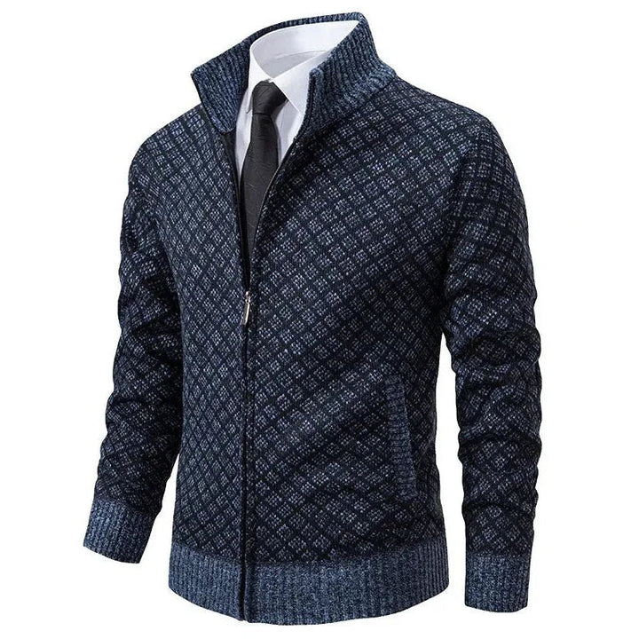 Gerippte Strickjacke mit Reißverschluss für Herren