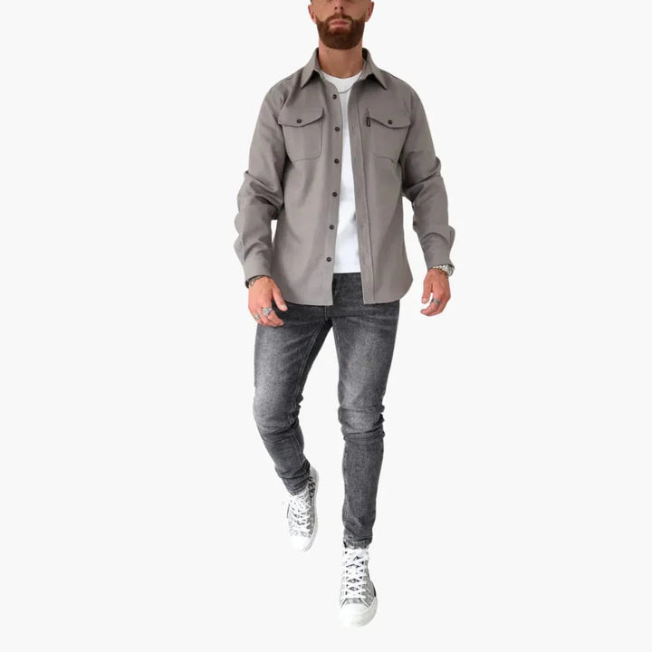 Minimalistisches Button Front Hemdjacke für Herren