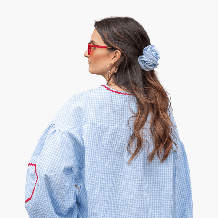Damen Gingham Bluse mit Herz Taschen – Sommer Bluse
