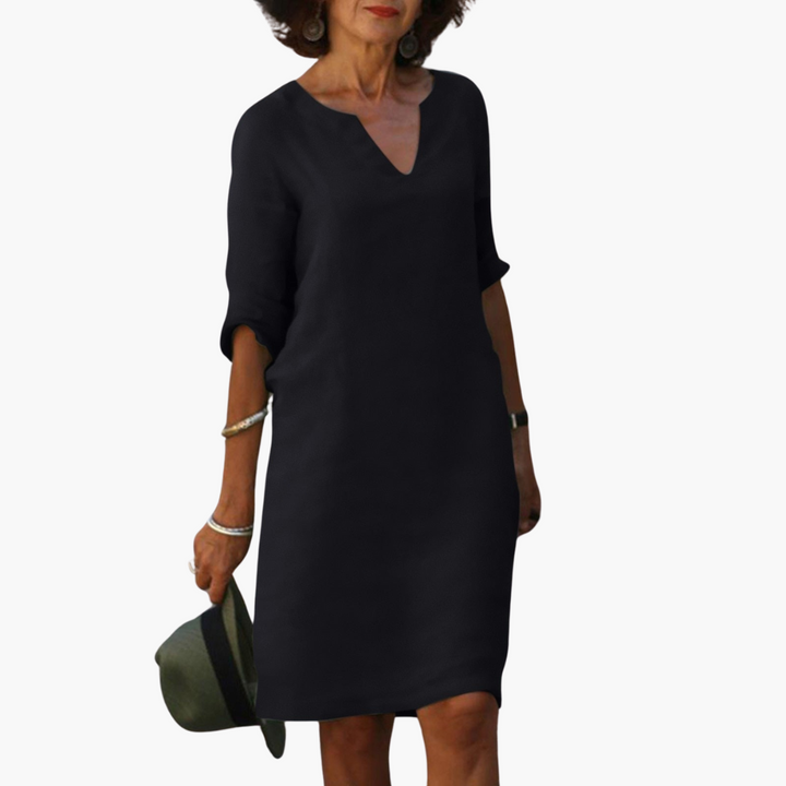 Luftiges Sommerkleid mit V-Ausschnitt und 3/4-Ärmeln für Damen