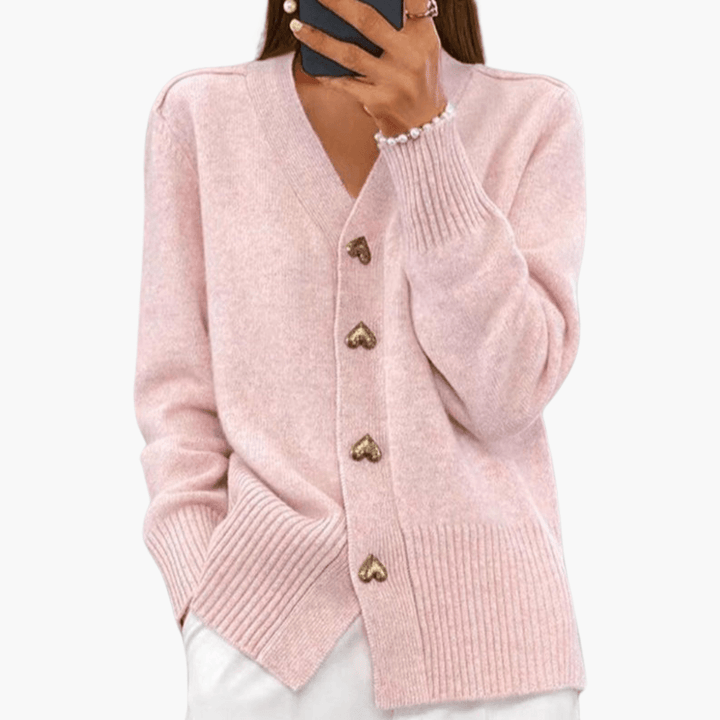 Strickjacke für Frauen – Eleganter Cardigan mit Herzknöpfen