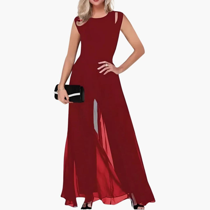 Elegantes Damen Abendkleid mit Schlitz – Schwarzes Maxikleid