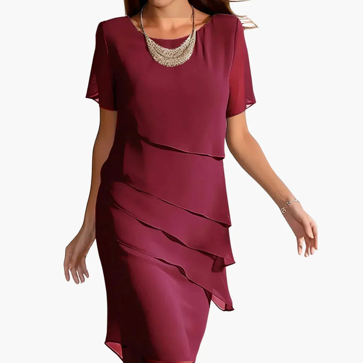 Kurzarm Midi Kleid für Damen