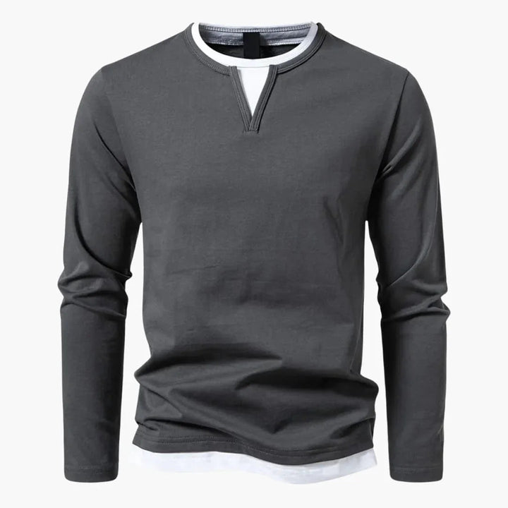 Zweilagiger Pullover mit Kragen für Herren