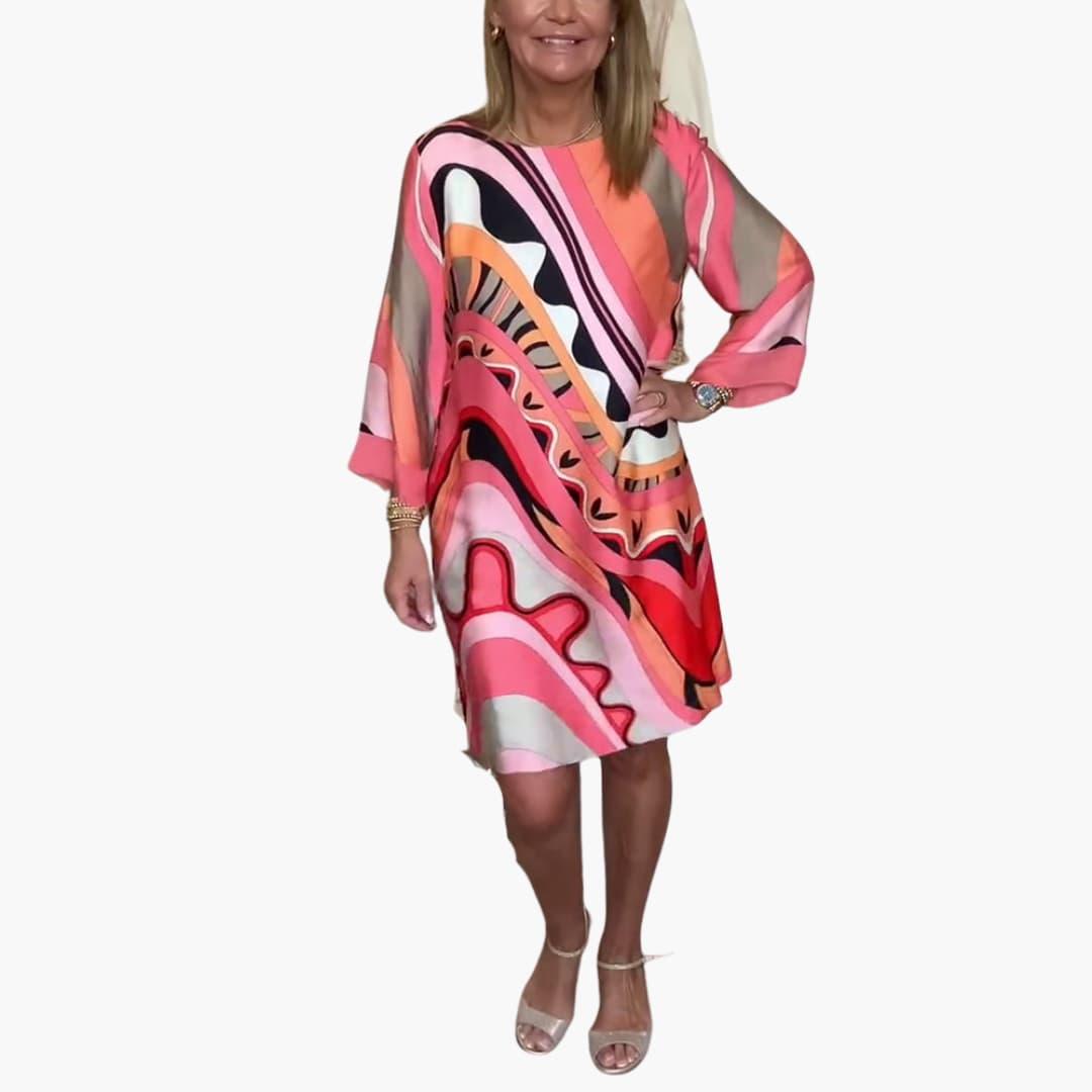 Damen Kleid mit abstraktem Print – Langarm und locker