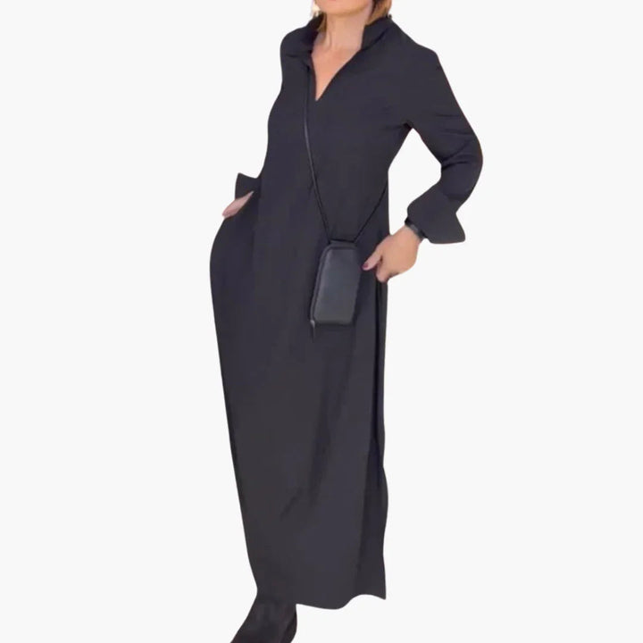 Knopfleisten Maxikleid mit Seitenschlitz für Damen