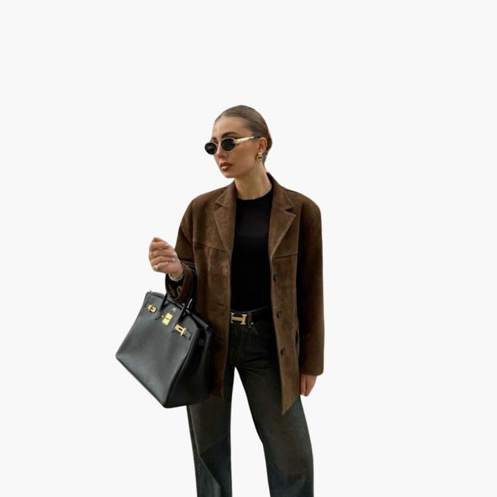 Trendige Damen-Wildlederjacke mit Knopfleiste – Stilvoll & Bequem