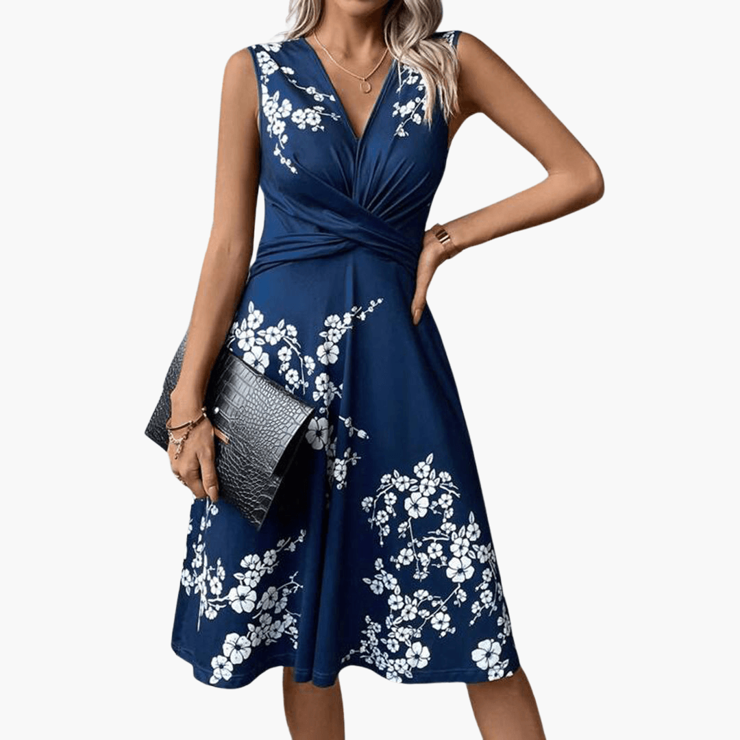 Sommerkleid für Frauen mit Blumenmuster – V-Ausschnitt