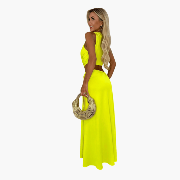 Sommerkleid Damen – Cut-Out, V-Ausschnitt, Seitenschlitz