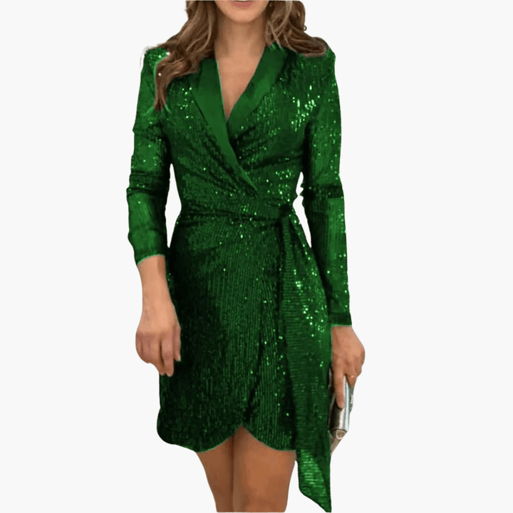 Pailletten-Wickelkleid für Damen – festlich & elegant