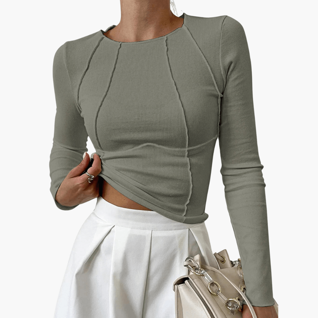 Damen Rippen Langarm Top - Bequem und Figurbetont