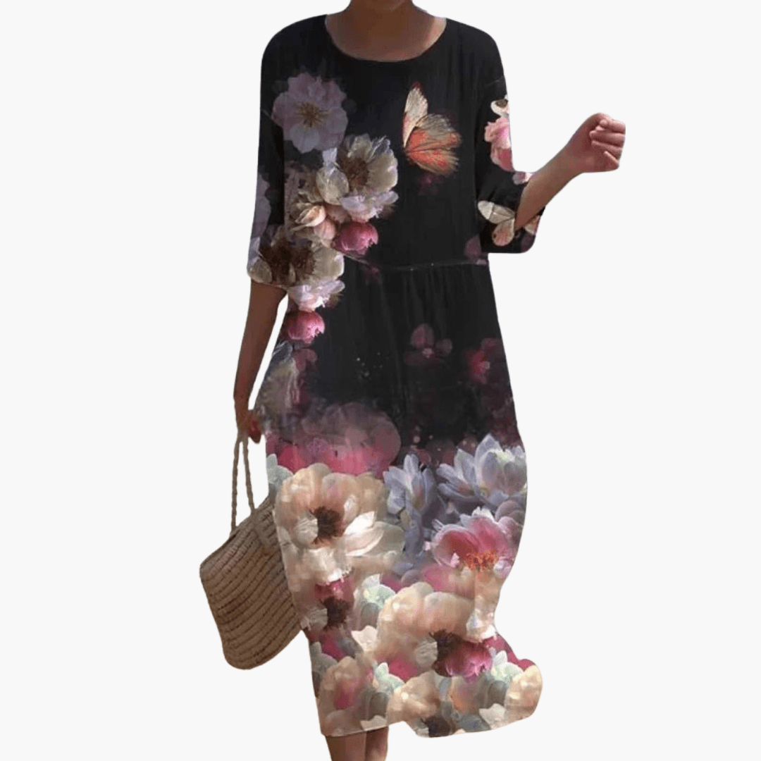 Geblümtes V-Ausschnitt Sommerkleid für Damen